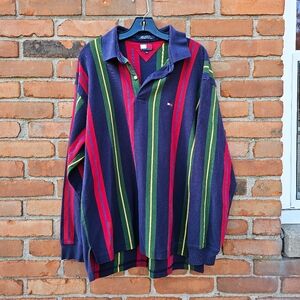 VTG 90’s Tommy Hilfiger Long Sleeve Multi-Color Striped Shirt